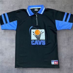 Rewind Vintage NBA Cleveland Cavs Black Blue 1/4 Zip Shooting Shirt Men's XL
